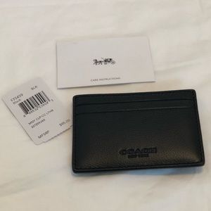 New COACH Leather Money Clip Card Case Wallet